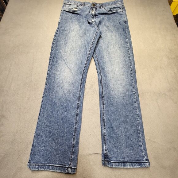 Urban Star Jeans Mens 34x29 Blue Stretch Straight Leg Distressed Denim - Picture 1 of 9